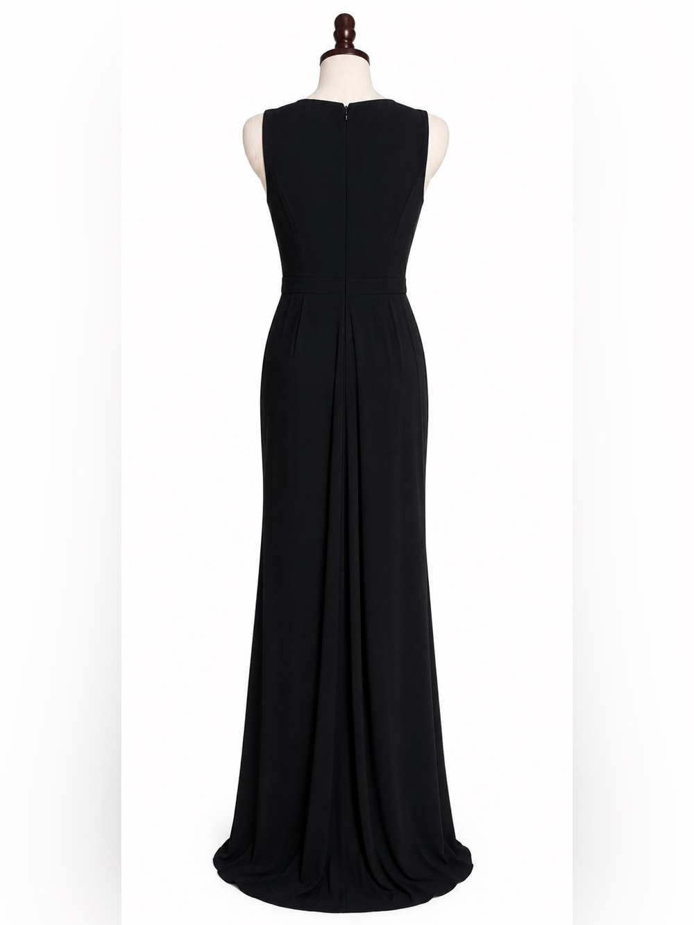 Adrianna Papell Black Beaded Illusion Neckline Evening Gown Black Tie Dress - Picture 2 of 13